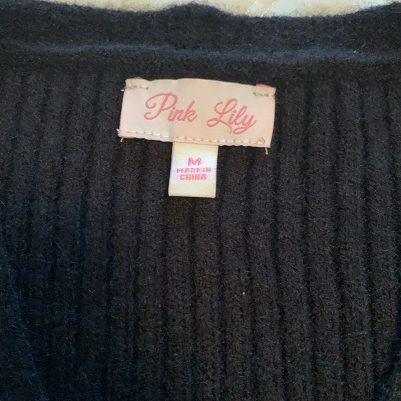 Pink Lily- Cropped Black Cardigan With Gold Buttons - Picture 5 of 8